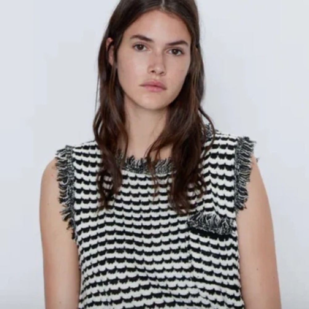 🆕 Zara Frayed knit Top